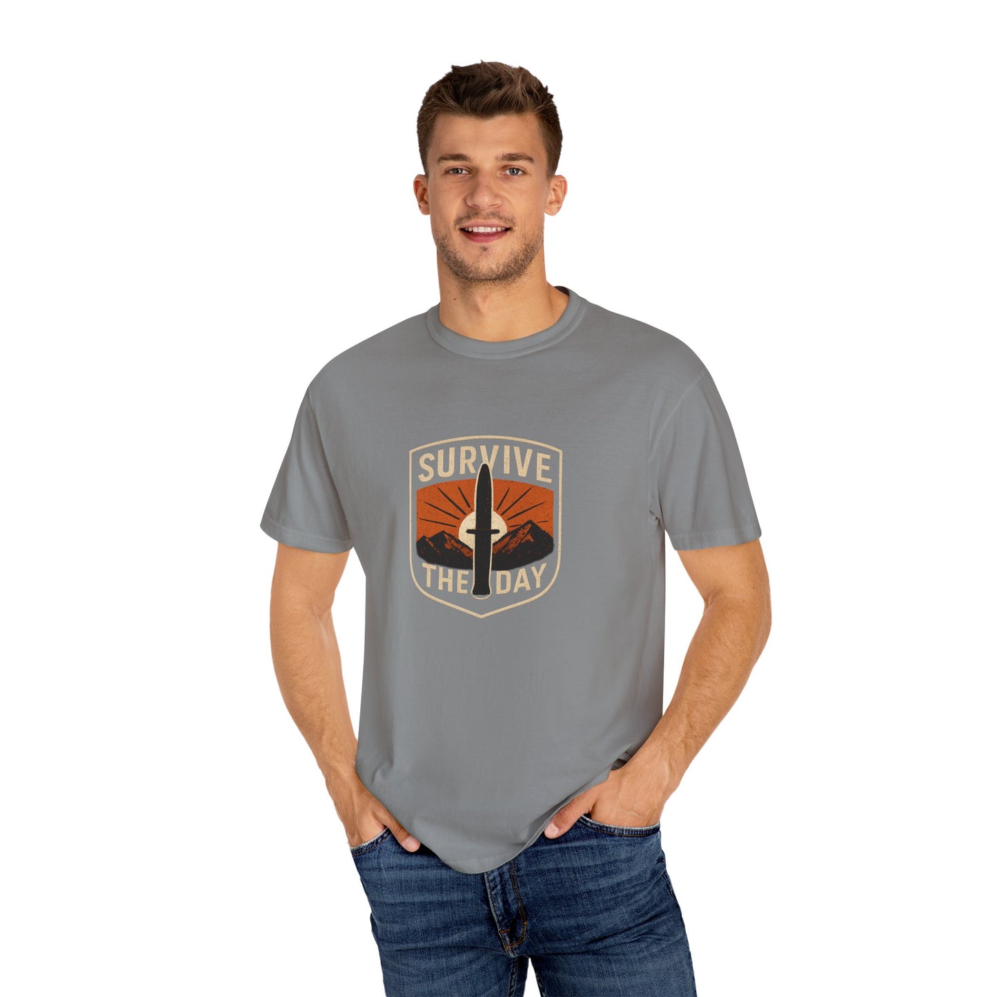 Survive the Day T-Shirt – Funny Survival, Bushcraft & Outdoors Shirt for Men Who Love Adventure