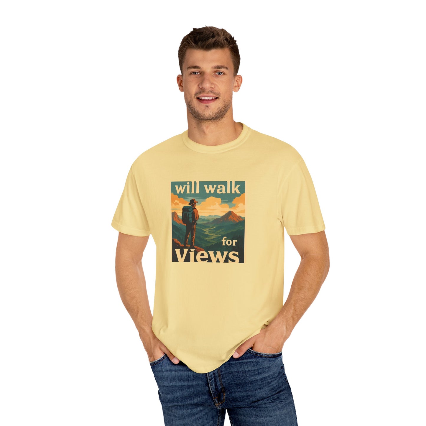 Will Walk for Views T-Shirt | Funny Hiking Shirt for Men & Women | Mountain Lover Tee, Outdoor Adventure Gift