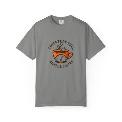 Adventure Fuel – Diesel & Coffee T-Shirt | Funny RV Camping Shirt for Travelers, Campers & Coffee Lovers