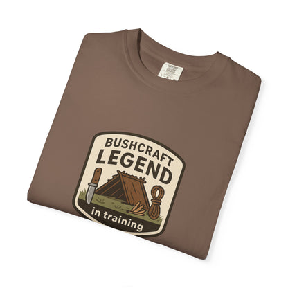 Bushcraft Legend (In Training) T-Shirt – Funny Bushcraft & Survival Shirt for Campers, Outdoorsmen & Wilderness Learners