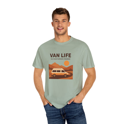 Van Life – No Reservations Needed T-Shirt | Retro Van Life Shirt for Men & Women, Travelers & Adventure Lovers