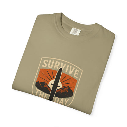 Survive the Day T-Shirt – Funny Survival, Bushcraft & Outdoors Shirt for Men Who Love Adventure