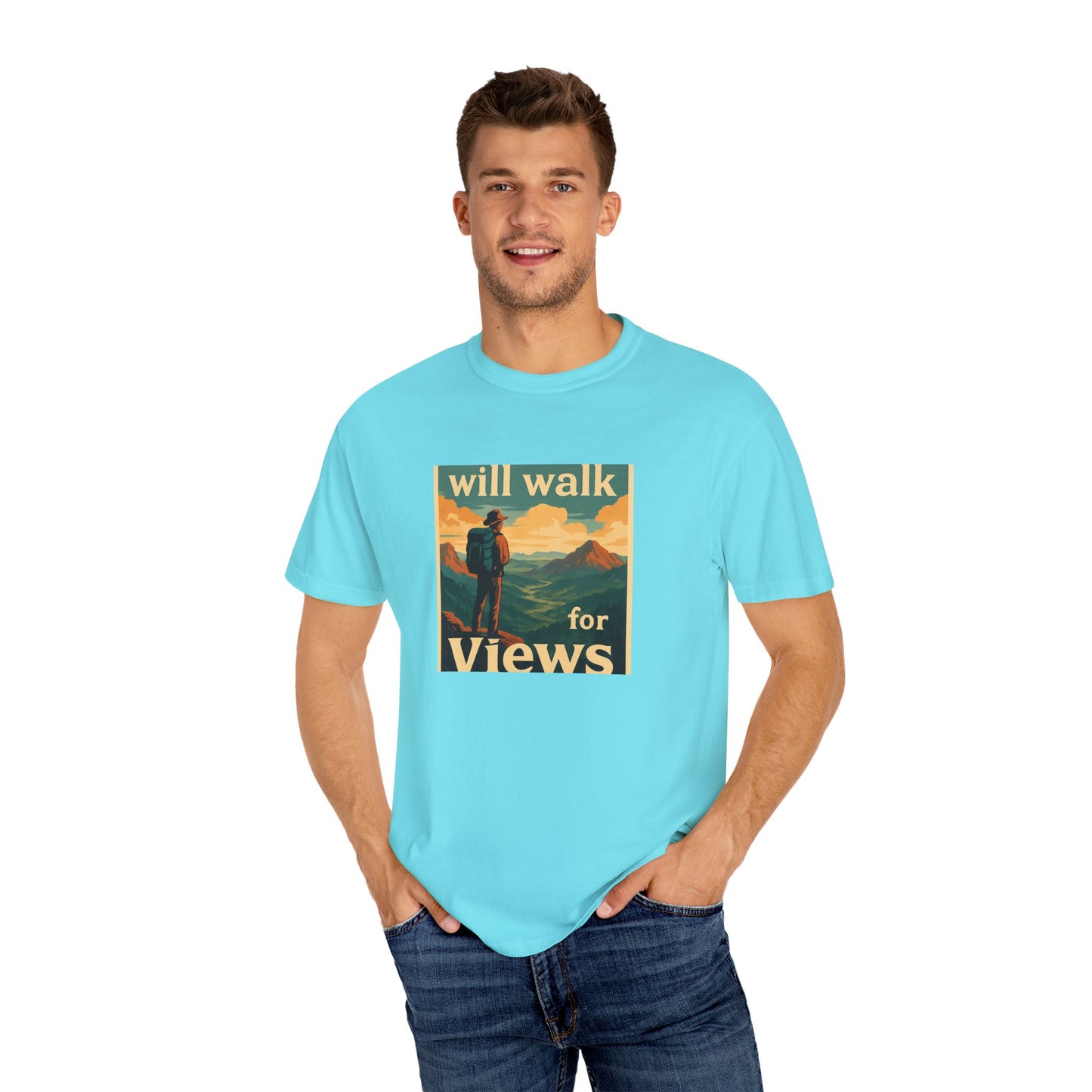 Will Walk for Views T-Shirt | Funny Hiking Shirt for Men & Women | Mountain Lover Tee, Outdoor Adventure Gift