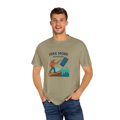 Hike More Scroll Less T-Shirt | Funny Hiking Shirt for Men & Women | Outdoor Adventure Tee, Nature Lover Gift
