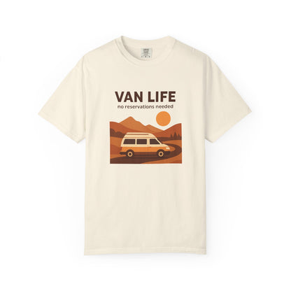 Van Life – No Reservations Needed T-Shirt | Retro Van Life Shirt for Men & Women, Travelers & Adventure Lovers