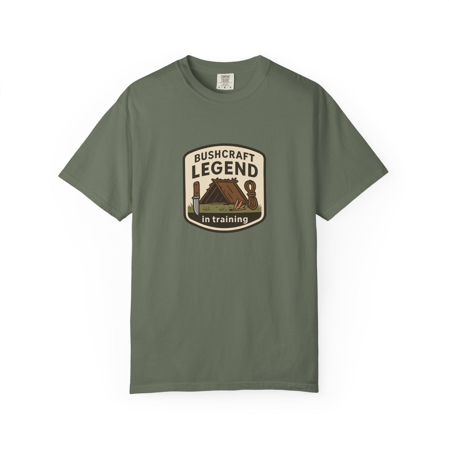 Bushcraft Legend (In Training) T-Shirt – Funny Bushcraft & Survival Shirt for Campers, Outdoorsmen & Wilderness Learners