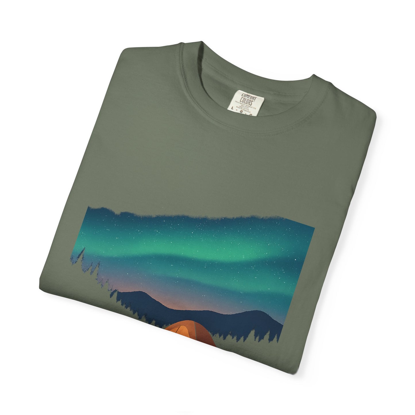No WiFi Camping T-Shirt — Northern Lights Tent Graphic