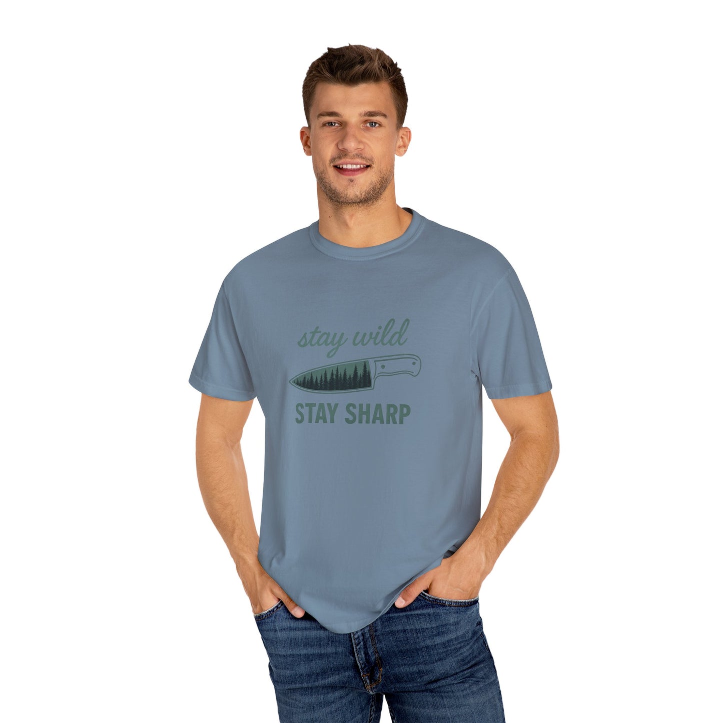 Stay Wild Stay Sharp T-Shirt – Bushcraft, Survival & Outdoor Adventure Shirt for Campers, Hikers & Knife Enthusiasts