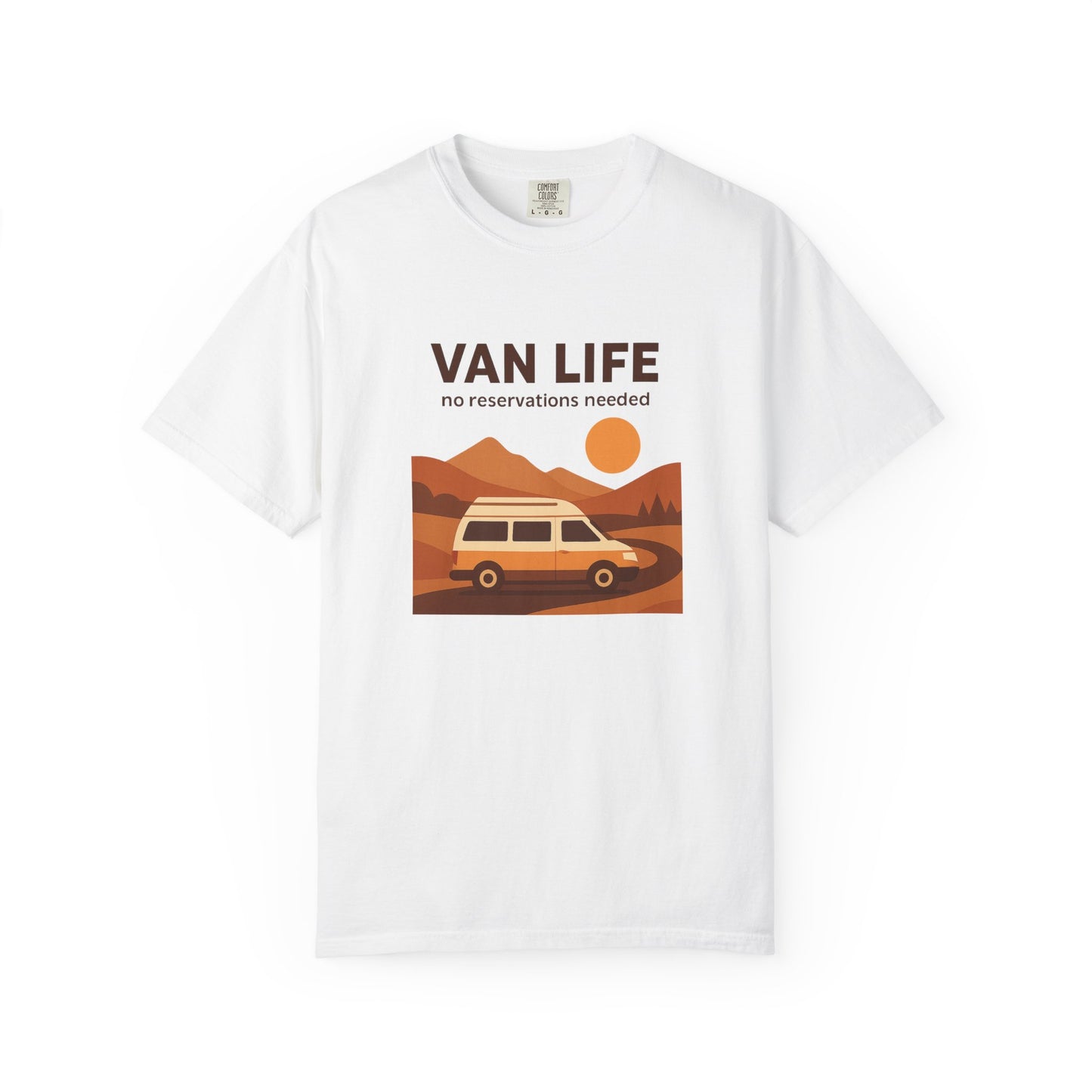 Van Life – No Reservations Needed T-Shirt | Retro Van Life Shirt for Men & Women, Travelers & Adventure Lovers