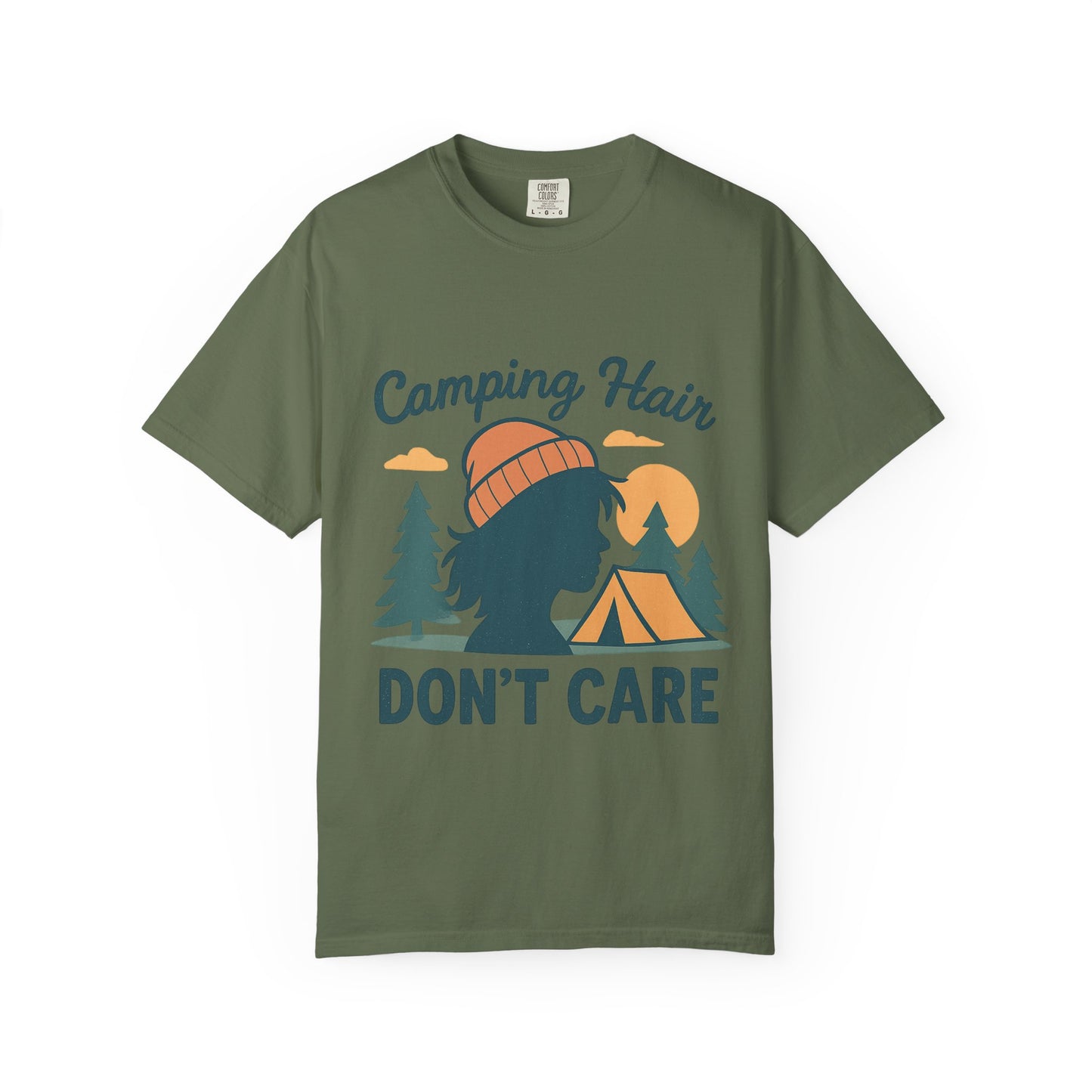 Camping Hair Don’t Care T-Shirt — Outdoor Camping Graphic Tee