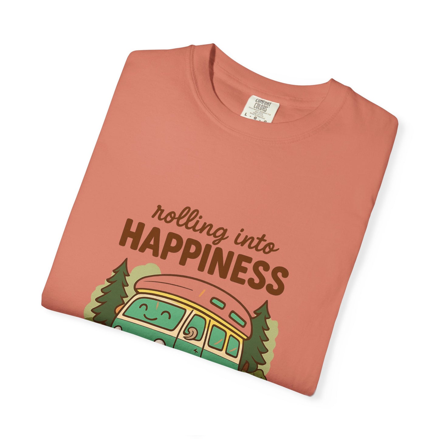 Rolling Into Happiness T-Shirt – Cute Van Life Shirt for Campers, Travelers & Adventure Lovers