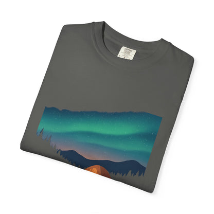 No WiFi Camping T-Shirt — Northern Lights Tent Graphic