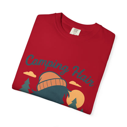 Camping Hair Don’t Care T-Shirt — Outdoor Camping Graphic Tee