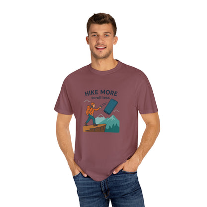 Hike More Scroll Less T-Shirt | Funny Hiking Shirt for Men & Women | Outdoor Adventure Tee, Nature Lover Gift