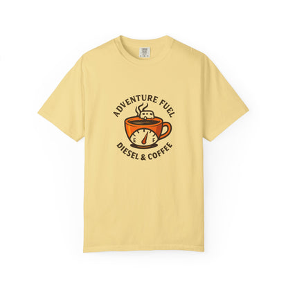Adventure Fuel – Diesel & Coffee T-Shirt | Funny RV Camping Shirt for Travelers, Campers & Coffee Lovers