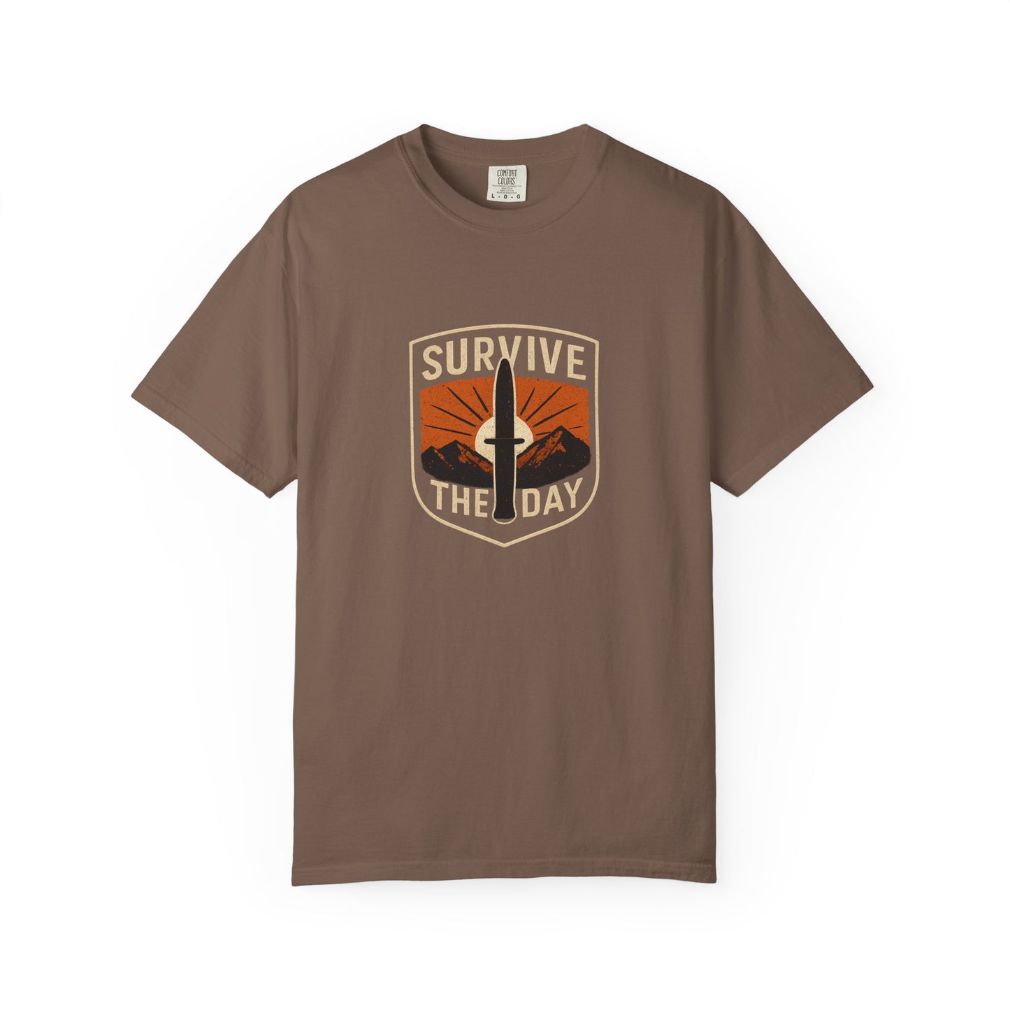 Survive the Day T-Shirt – Funny Survival, Bushcraft & Outdoors Shirt for Men Who Love Adventure