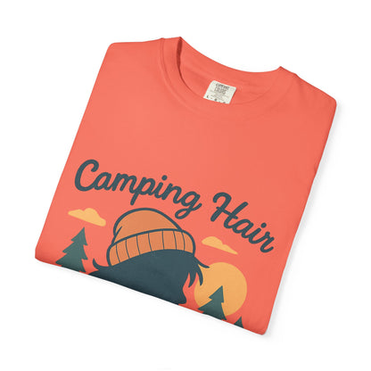Camping Hair Don’t Care T-Shirt — Outdoor Camping Graphic Tee