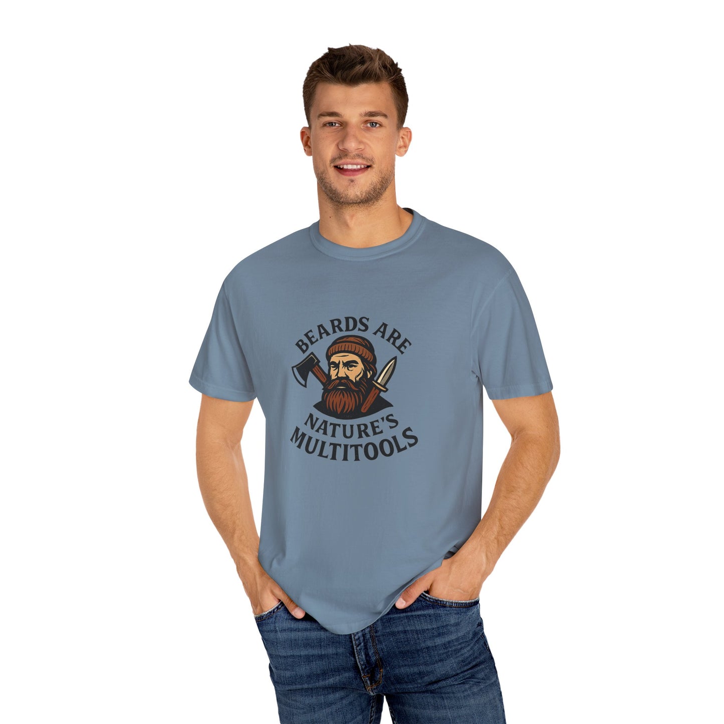 Beards Are Nature’s Multitools T-Shirt – Funny Beard Shirt for Men | Outdoors, Camping, Lumberjack & Bushcraft Style