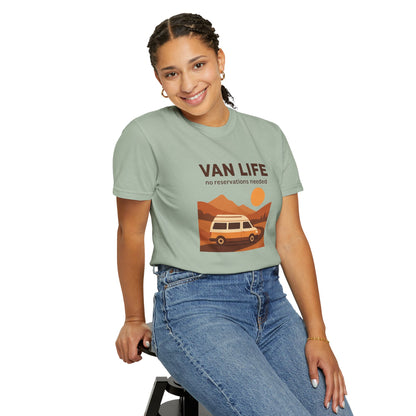 Van Life – No Reservations Needed T-Shirt | Retro Van Life Shirt for Men & Women, Travelers & Adventure Lovers