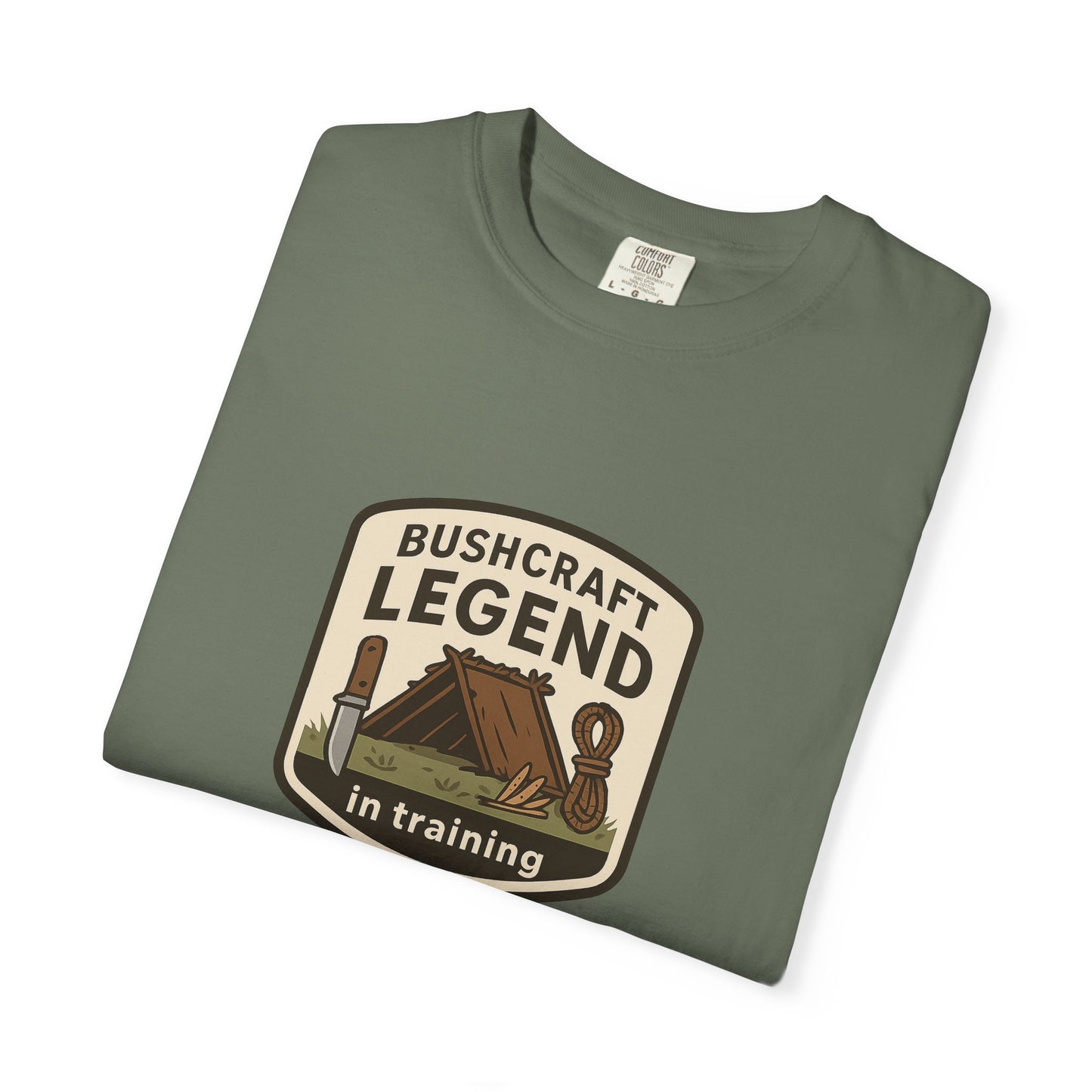 Bushcraft Legend (In Training) T-Shirt – Funny Bushcraft & Survival Shirt for Campers, Outdoorsmen & Wilderness Learners