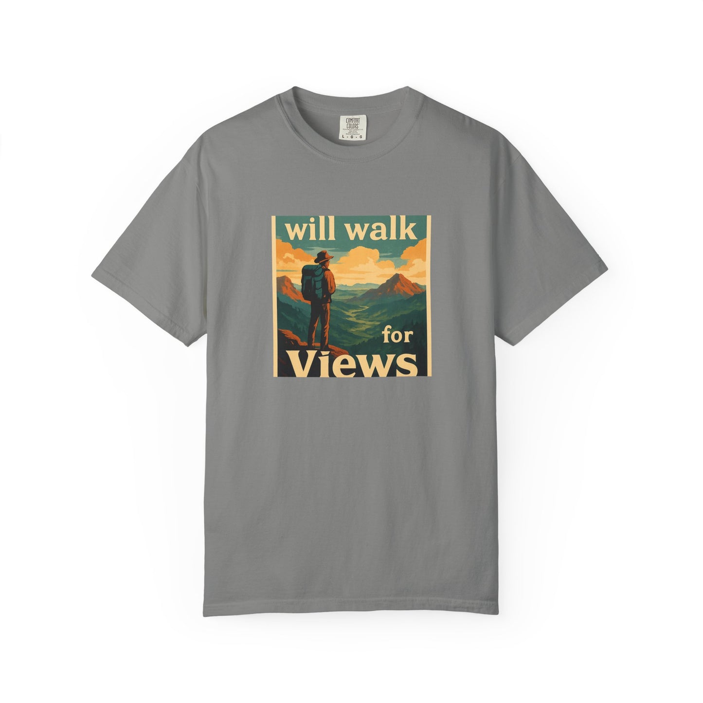 Will Walk for Views T-Shirt | Funny Hiking Shirt for Men & Women | Mountain Lover Tee, Outdoor Adventure Gift
