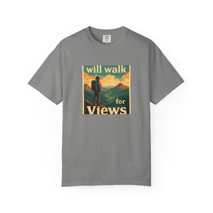 Will Walk for Views T-Shirt | Funny Hiking Shirt for Men & Women | Mountain Lover Tee, Outdoor Adventure Gift