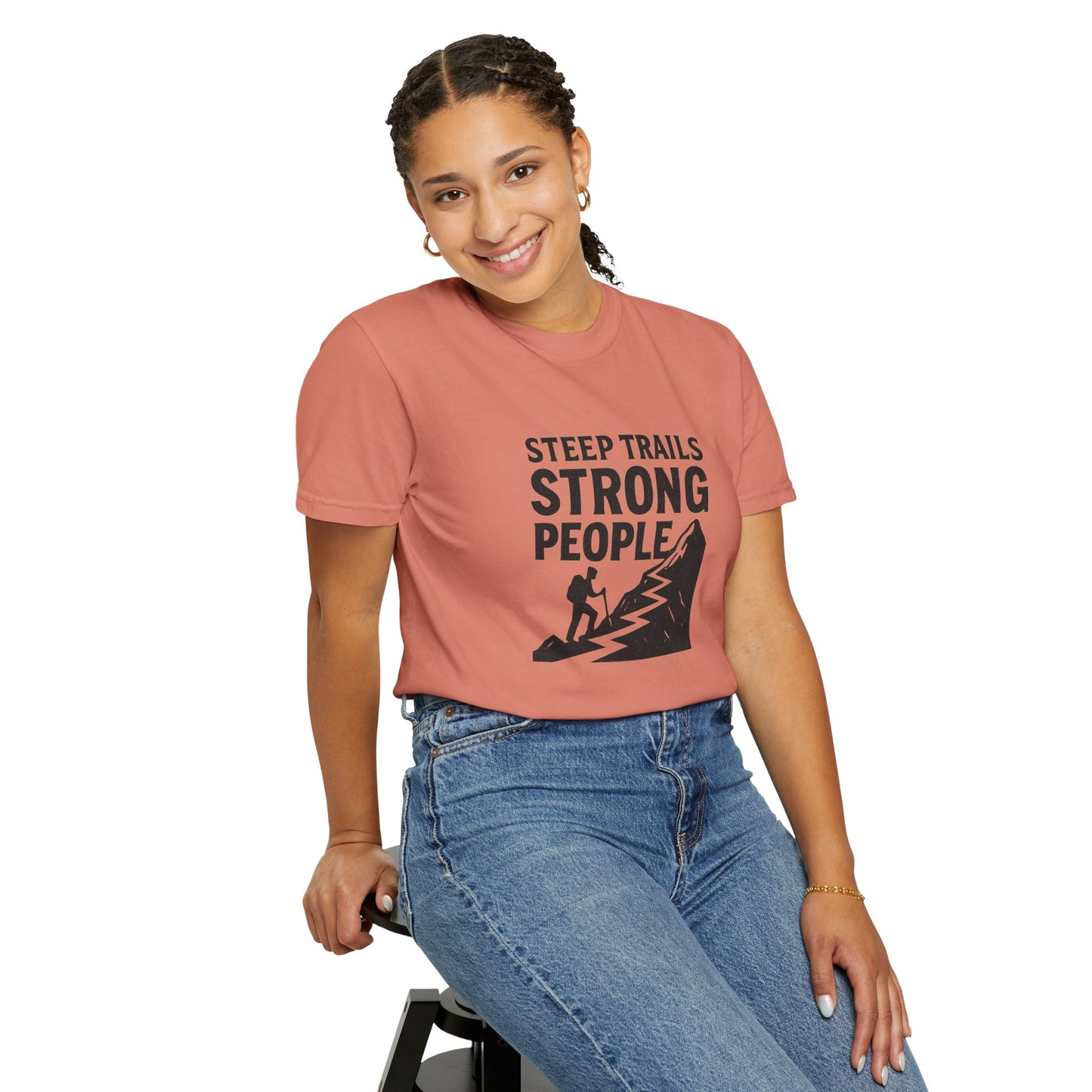 Steep Trails Strong People T-Shirt | Motivational Hiking Shirt for Men & Women | Mountain Climber Tee, Outdoor Fitness Gift