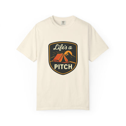Camping T-Shirt — "Life's a Pitch" Tent & Mountain Outdoor Tee