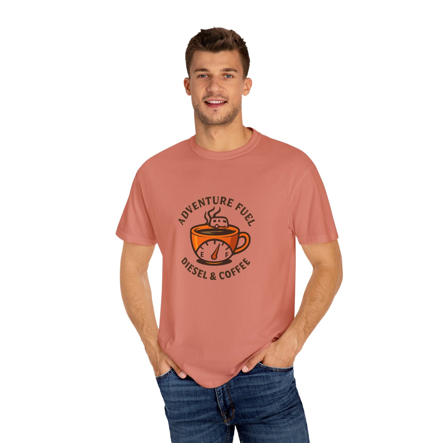 Adventure Fuel – Diesel & Coffee T-Shirt | Funny RV Camping Shirt for Travelers, Campers & Coffee Lovers