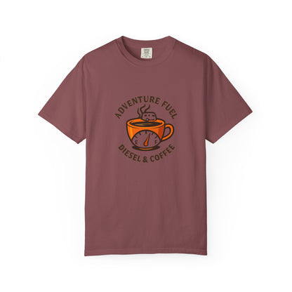 Adventure Fuel – Diesel & Coffee T-Shirt | Funny RV Camping Shirt for Travelers, Campers & Coffee Lovers