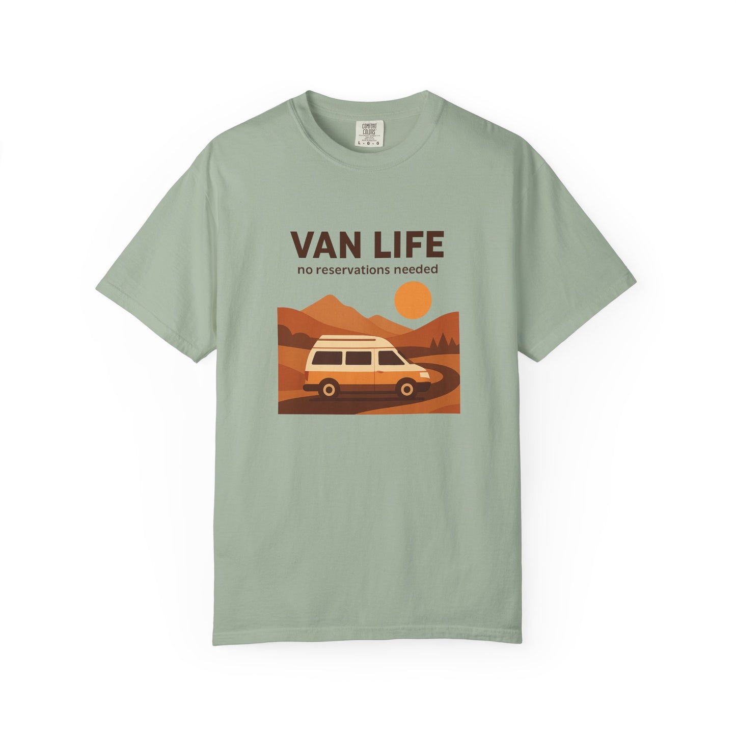 Van Life – No Reservations Needed T-Shirt | Retro Van Life Shirt for Men & Women, Travelers & Adventure Lovers