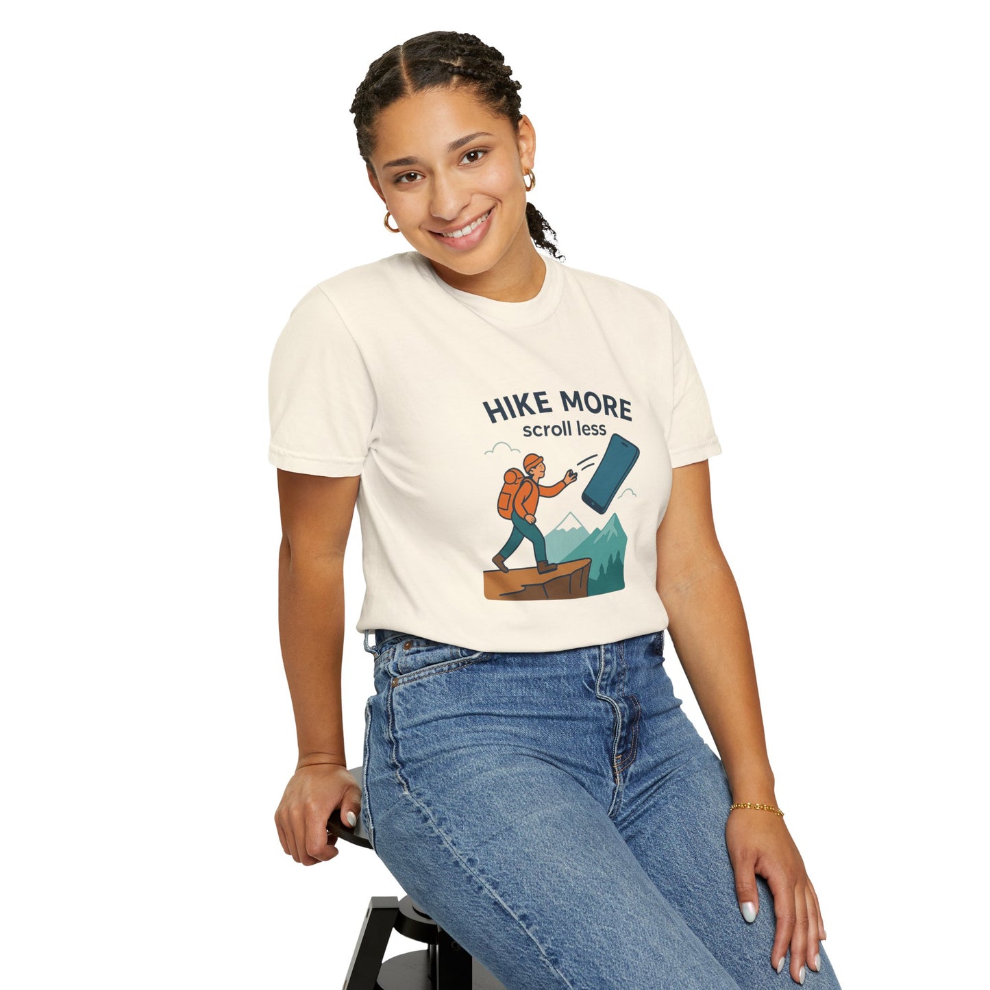 Hike More Scroll Less T-Shirt | Funny Hiking Shirt for Men & Women | Outdoor Adventure Tee, Nature Lover Gift