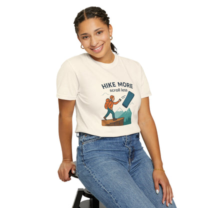 Hike More Scroll Less T-Shirt | Funny Hiking Shirt for Men & Women | Outdoor Adventure Tee, Nature Lover Gift