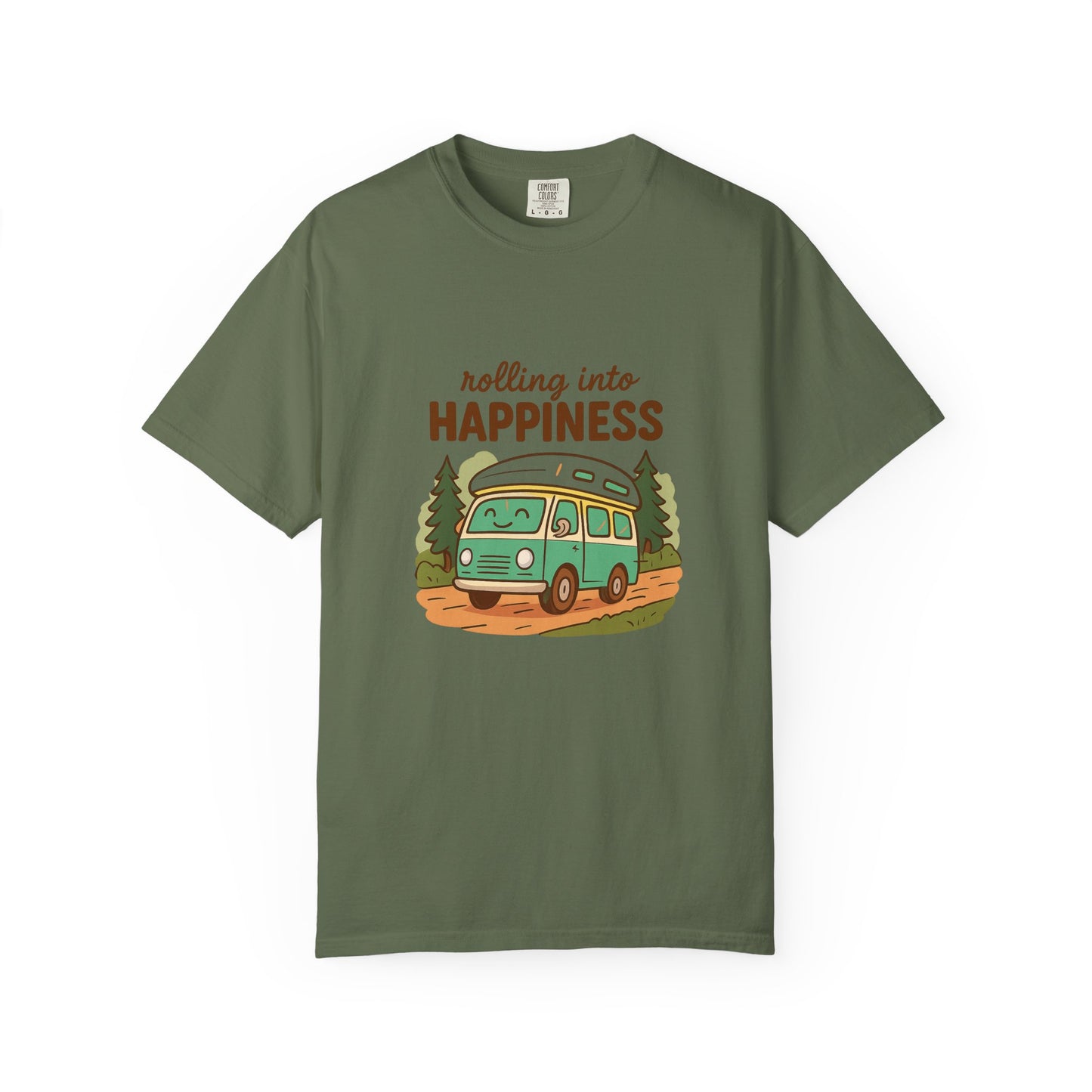 Rolling Into Happiness T-Shirt – Cute Van Life Shirt for Campers, Travelers & Adventure Lovers
