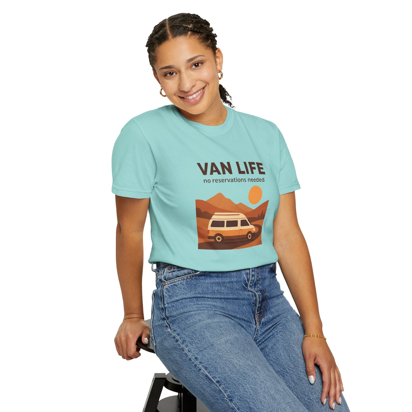 Van Life – No Reservations Needed T-Shirt | Retro Van Life Shirt for Men & Women, Travelers & Adventure Lovers