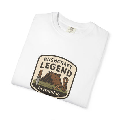 Bushcraft Legend (In Training) T-Shirt – Funny Bushcraft & Survival Shirt for Campers, Outdoorsmen & Wilderness Learners