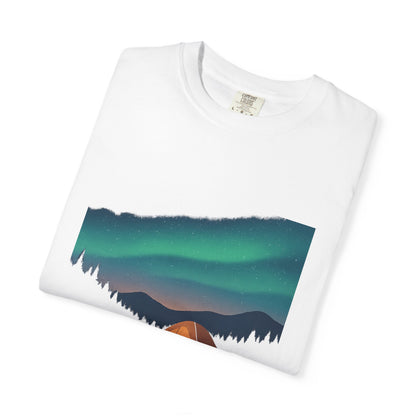 No WiFi Camping T-Shirt — Northern Lights Tent Graphic
