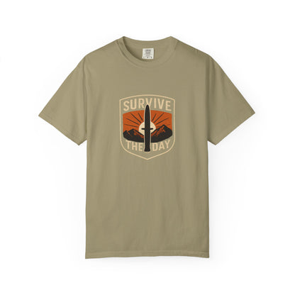 Survive the Day T-Shirt – Funny Survival, Bushcraft & Outdoors Shirt for Men Who Love Adventure