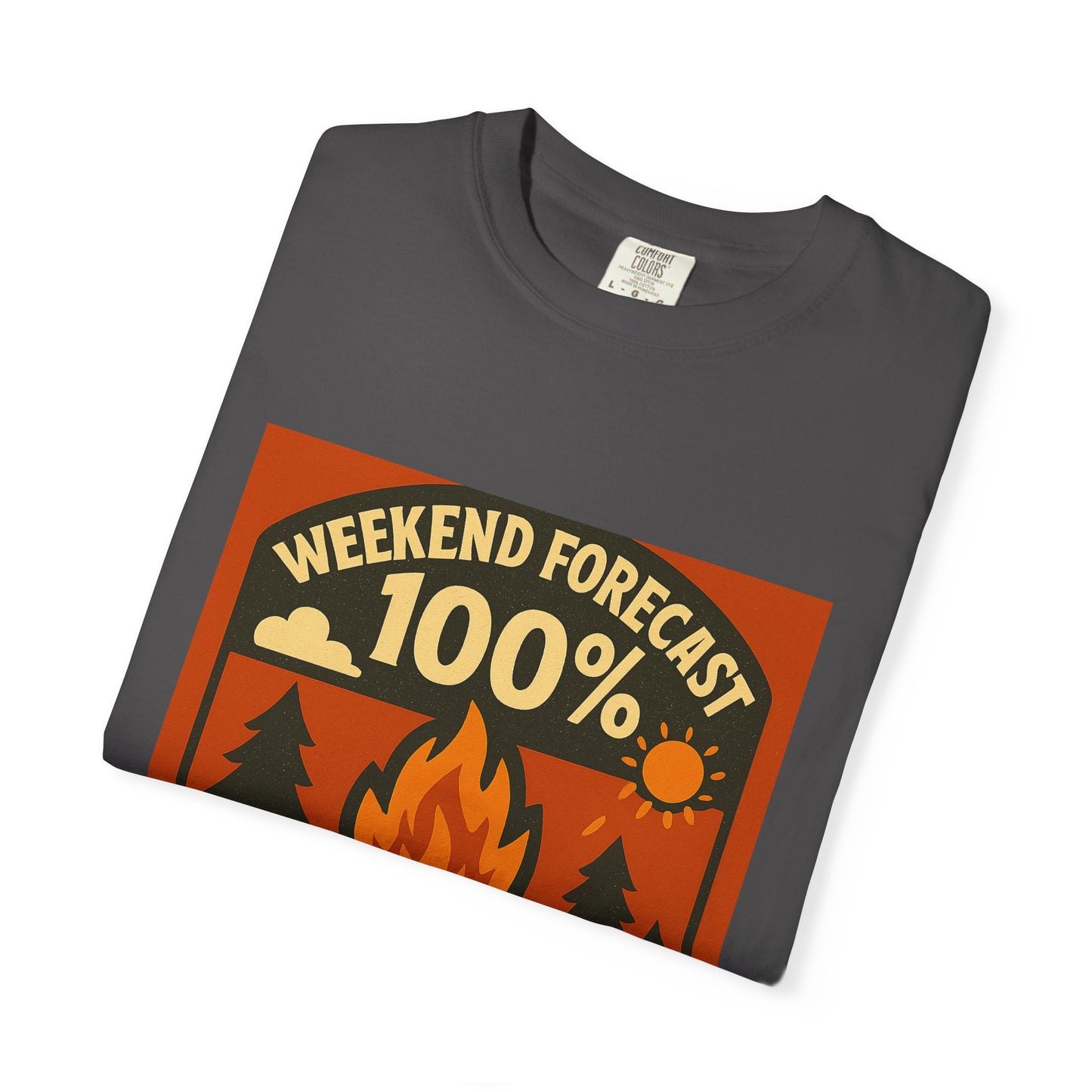 Campfire T-Shirt — "Weekend Forecast 100% Campfires" Retro Camping Tee