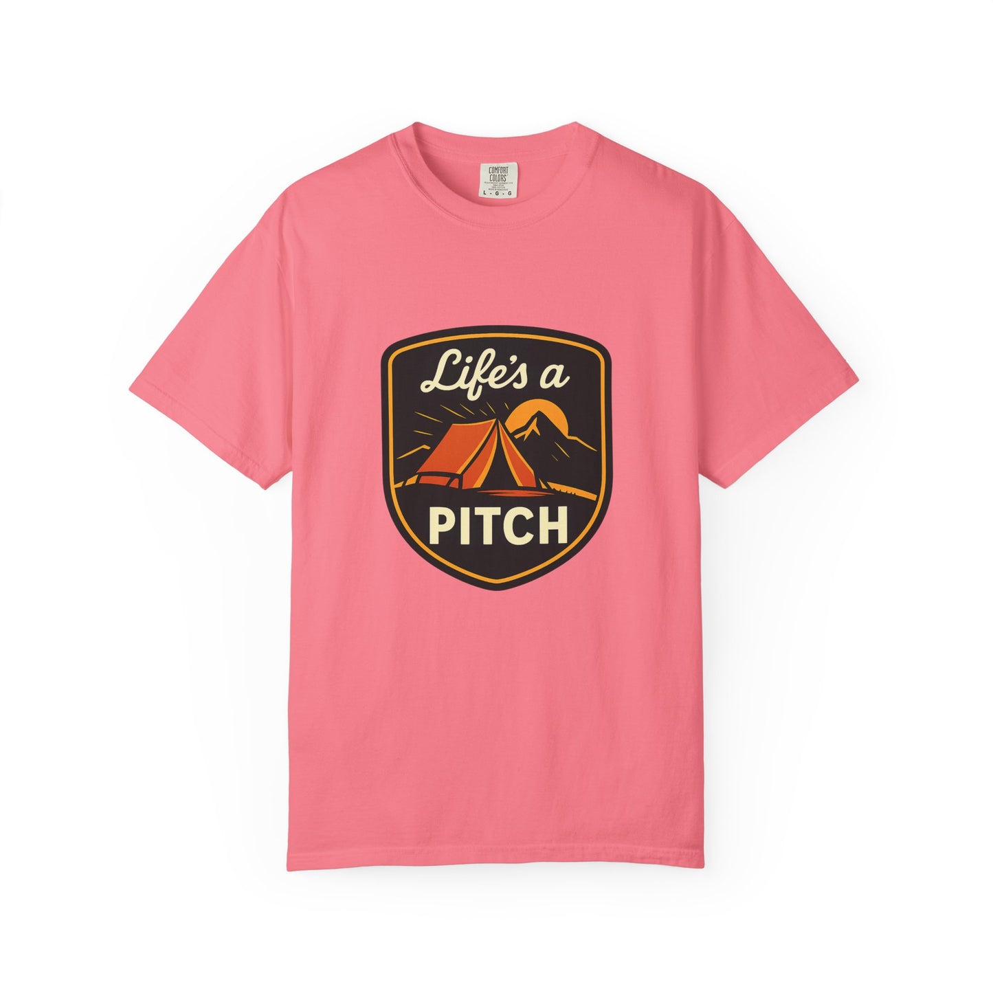 Camping T-Shirt — "Life's a Pitch" Tent & Mountain Outdoor Tee