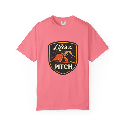 Camping T-Shirt — "Life's a Pitch" Tent & Mountain Outdoor Tee