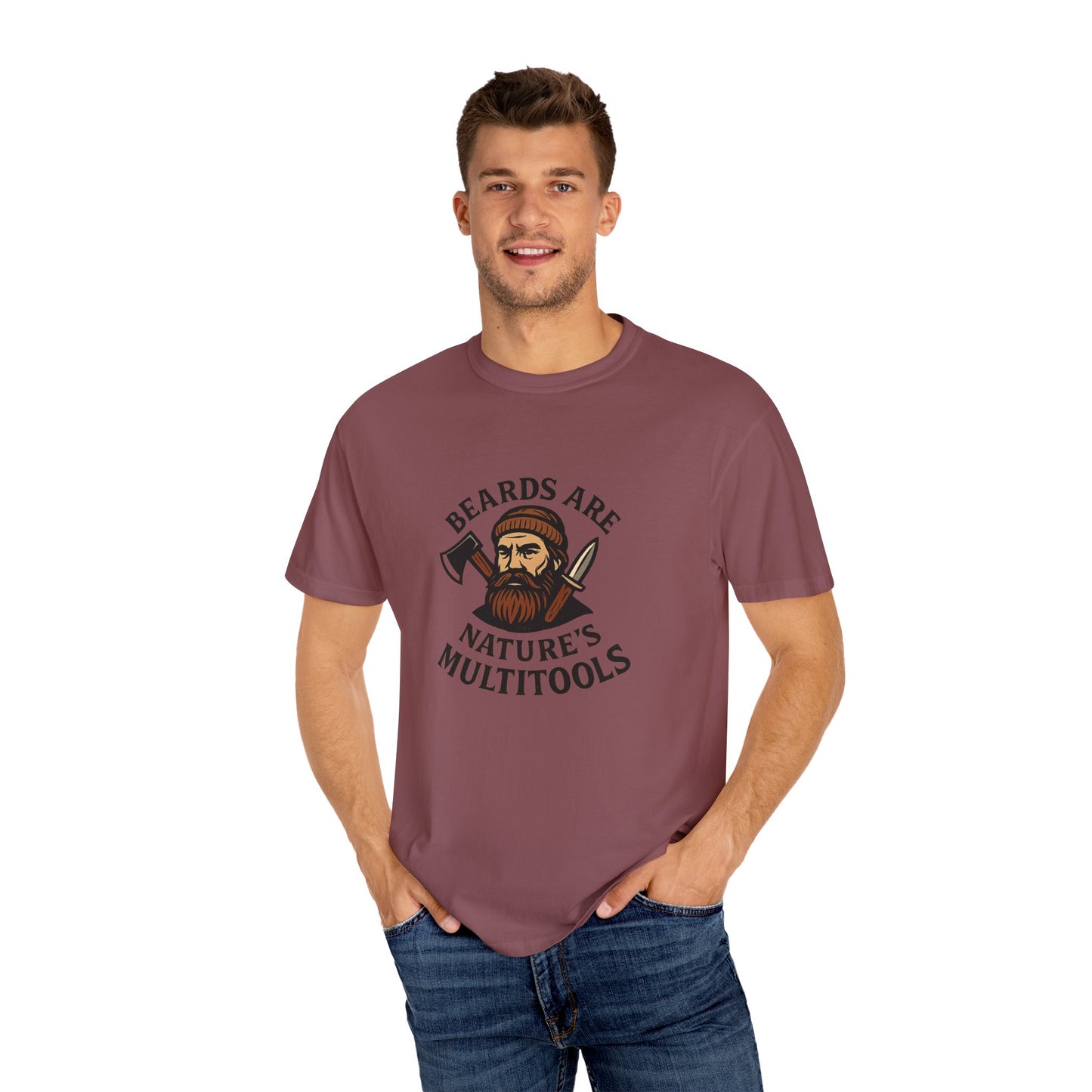 Beards Are Nature’s Multitools T-Shirt – Funny Beard Shirt for Men | Outdoors, Camping, Lumberjack & Bushcraft Style