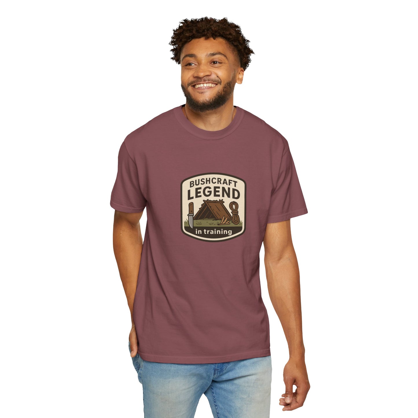 Bushcraft Legend (In Training) T-Shirt – Funny Bushcraft & Survival Shirt for Campers, Outdoorsmen & Wilderness Learners
