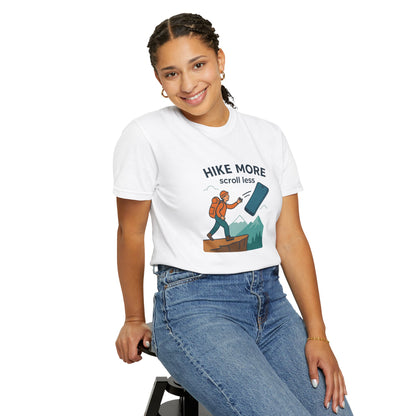 Hike More Scroll Less T-Shirt | Funny Hiking Shirt for Men & Women | Outdoor Adventure Tee, Nature Lover Gift