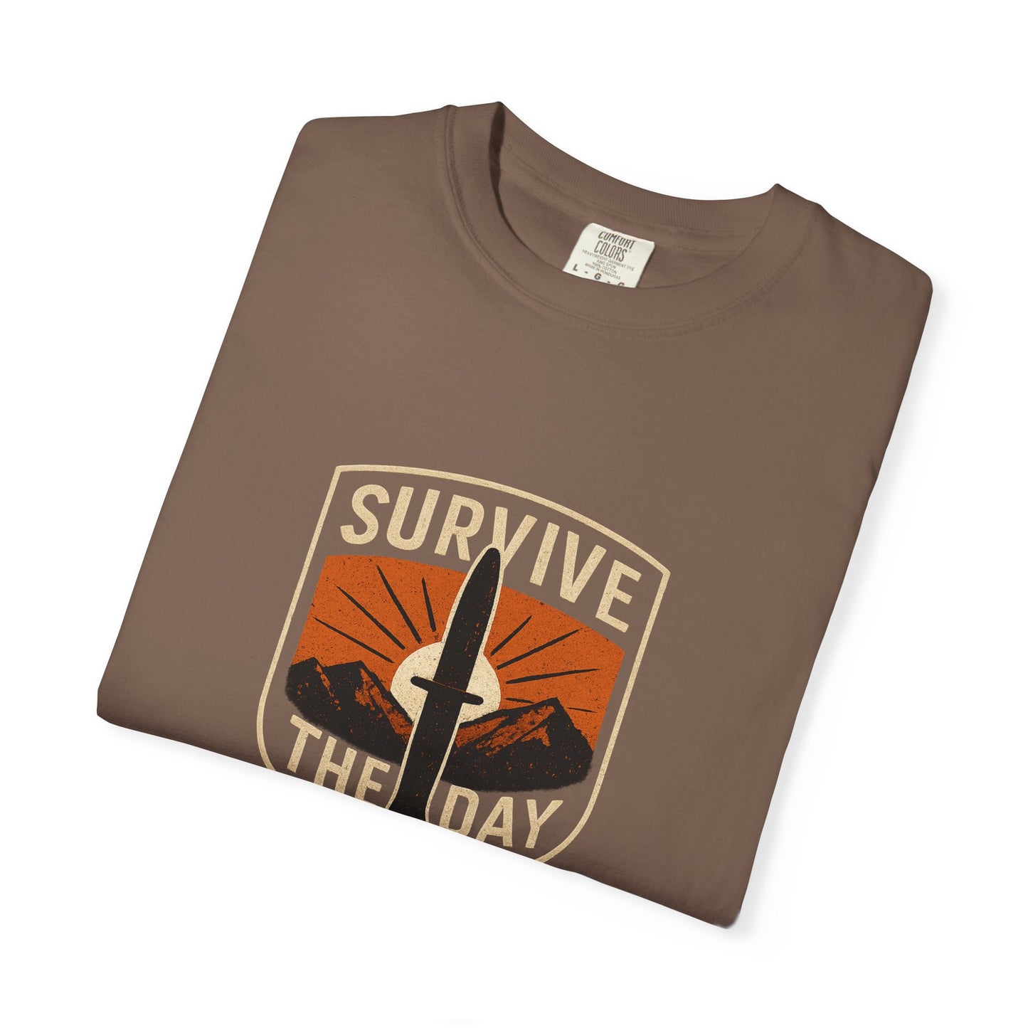 Survive the Day T-Shirt – Funny Survival, Bushcraft & Outdoors Shirt for Men Who Love Adventure