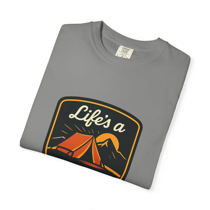 Camping T-Shirt — "Life's a Pitch" Tent & Mountain Outdoor Tee
