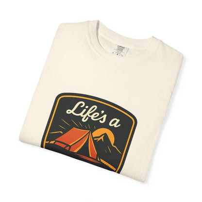 Camping T-Shirt — "Life's a Pitch" Tent & Mountain Outdoor Tee