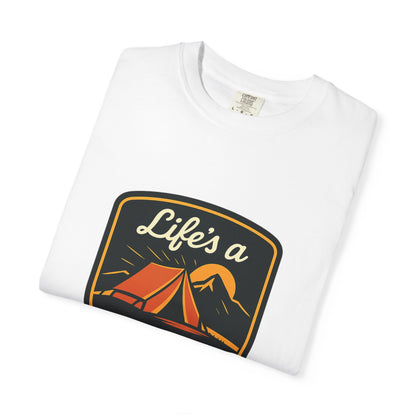 Camping T-Shirt — "Life's a Pitch" Tent & Mountain Outdoor Tee