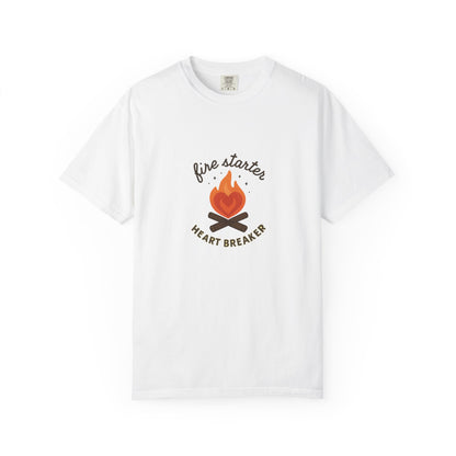 Fire Starter, Heart Breaker T-Shirt – Cute Camping Shirt for Women | Outdoorsy, Sassy & Adventure-Ready