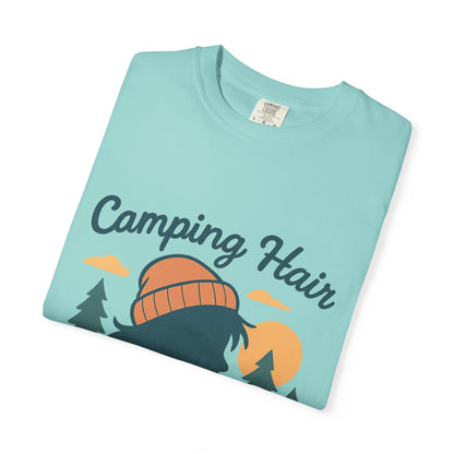 Camping Hair Don’t Care T-Shirt — Outdoor Camping Graphic Tee